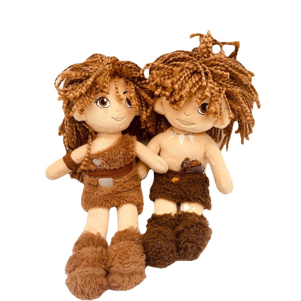 Nature Planet Prehistoric Boy & Girl Plush Dolls 12”  Soft Toys Sewn Features